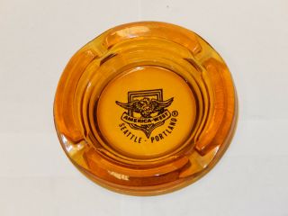 America - West Eagle Ashtray Amber 4.  25 " Round Glass Ash Tray Vintage