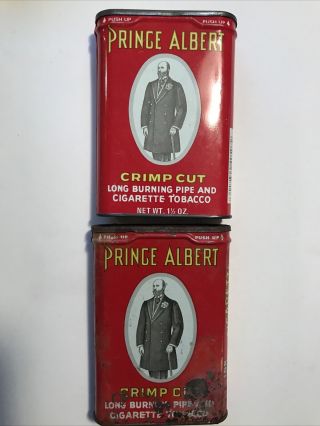 Two - Prince Albert Crimp Cut Pipe Tobacco Tin One Full One Empty