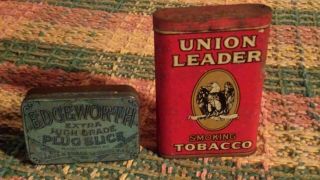 Edgeworth Plug And Union Leader Tobacco Tins - 2 Vintage Tins