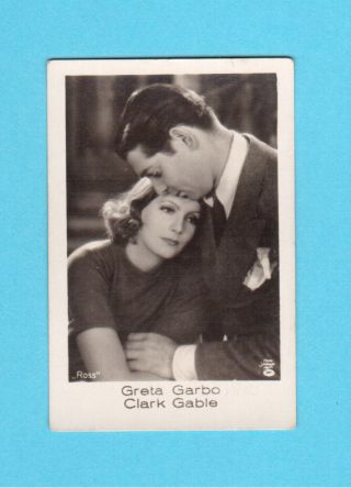 Greta Garbo Clark Gable Vintage 1933 Movie Film Star Cigarette Card From Germany