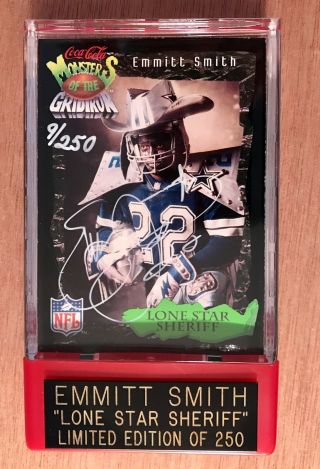 1994 Coca Cola Monsters Of The Gridiron Emmitt Smith Autograph Card 9/250 Rare