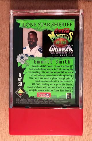 1994 Coca Cola Monsters of the Gridiron Emmitt Smith Autograph Card 9/250 Rare 2