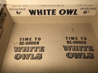 Vintage WHITE OWL Invincible 6 Cent Cigar Box,  PA Retail,  wood w/ paper labels 3