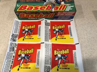 1975 Topps Baseball Empty Box No Date Version - W/four Wrapper Variations