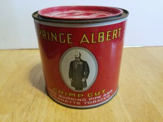 Vintage Tobacco Tin Prince Albert Crimp Cut Pipe & Cigarette 14 Oz.  Can