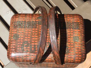 Vintage Union Leader Cut Plug Tobacco Lunch Box Tin Pail Advertising 2