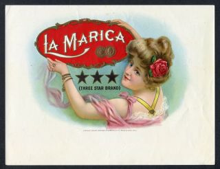 Old La Marica Cigar Label - Circa 1903 - American Litho Co.  - N.  Y.