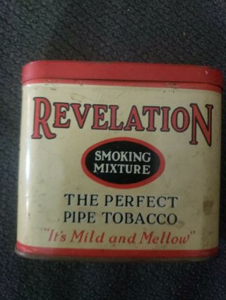 Antique Revelation Smoking Mixture Tin Litho Pocket Tobacco 1923