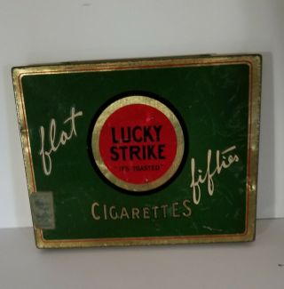 Vintage Lucky Strike Flat Fifties Cigarette Metal Tobacco Tin " It 