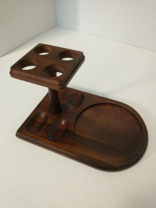Vintage Pipe Stand Holder For Four Pipes Wood Is American Black Walnut 2