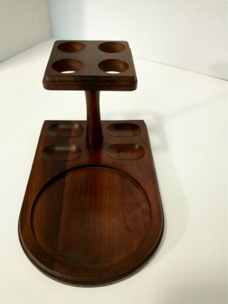Vintage Pipe Stand Holder For Four Pipes Wood Is American Black Walnut 3