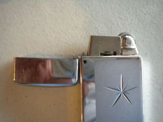 Scripto Butane Silver Star Engraving Etched Cigarette Lighter Collectible Antiqu
