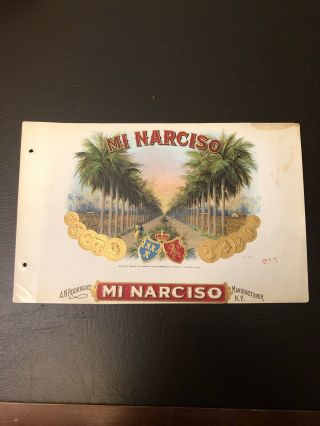 Antique Cigar Box Label - Mi Narciso - A.  N.  Rodriguez