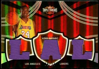1/1 2007 - 08 Triple Threads Kobe Bryant 08/27 Old Jersey No.  Patch Refractor Rare