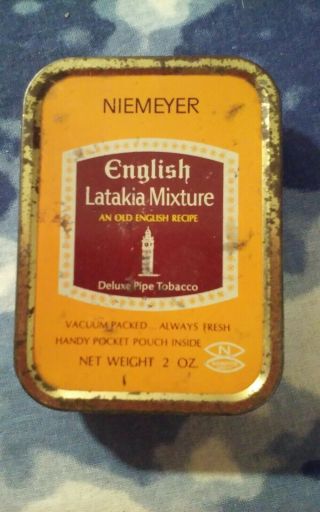 Vintage Empty  Niemeyer English Latakia  Old English Recipe Pipe Tobacco Tin