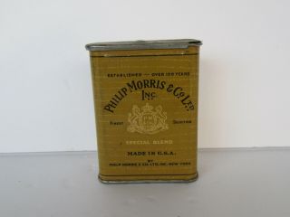 Vintage Phillip Morris Cigarette Tobacco Slide Top Tin (vg Cond)