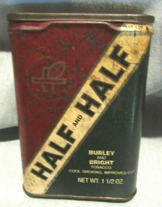 Vintage Half And Half Pipe Or Cigarette Burley Smoking Tobacco Pocket Tin
