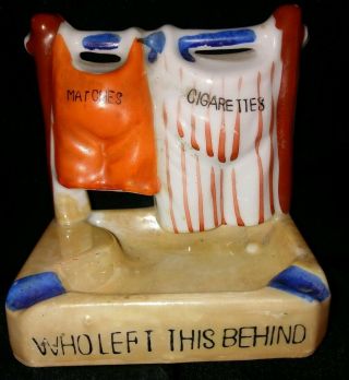 Lusterware Ashtray,  Who Left This Behind,  Clothesline Matches/cigarettes,  Japan