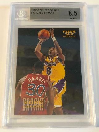 Kobe Bryant Bgs 8.  5 1996 Fleer Sprite Rc 17 Los Angeles Lakers Rookie Card