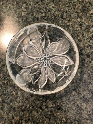 Vintage Crystal Cut Lead Diamond Clear Glass Ashtray 5.  25 " Round Flower Etched