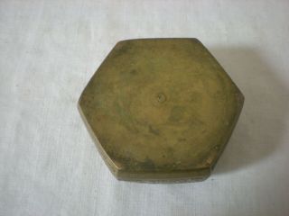 VINTAGE SOLID BRASS ETCHED ASHTRAY,  MADE IN INDIA,  HEXAGON SHAPE 3