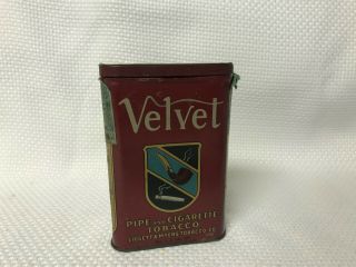 Vintage Velvet Pipe & Cigarette Tobacco Tin Liggett & Myers Tax Stamp