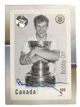 2017 Bobby Orr Stanley Cup Canada Post Autographed Signed Insert Hockey Stamp.  Sp