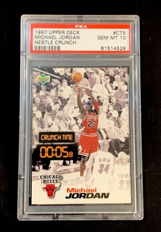 Michael Jordan 1997 Upper Deck Nestle Crunch Time Card Ct5 Psa 10 Gem