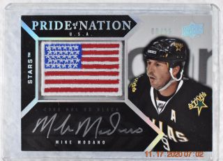 Mike Modano 2008 Ud Black Pride Of Nation Flag Patch Auto Sp 9/25 Jersey Stars