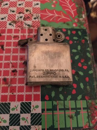 Vintage Zippo Lighter World War Ll 14 Hole Insert 1940s