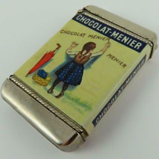 Antique Chocolat - Menier Paris France Celluloid Advertising Vesta Case Match Safe