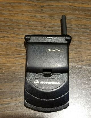 ☎️ Vintage Startac Motorola Flip Cell Phone Black With Good Antenna