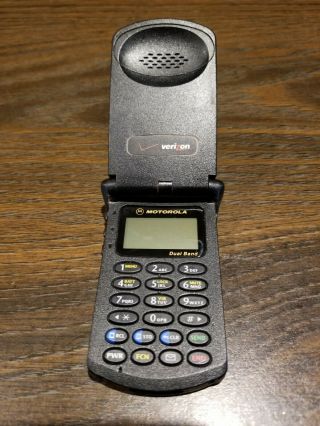 ☎️ Vintage Startac Motorola Flip Cell Phone Black with good antenna 2