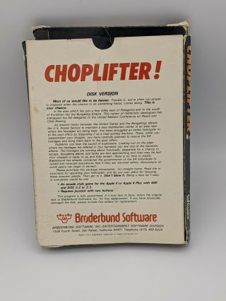 Choplifter Vintage Computer Game Apple II Broderbund Complete CIB Rare 2