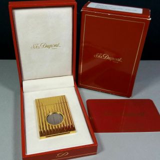 S.  T.  Dupont Paris Godrons Gold Plated Cigar Cutter W/case Authenticity Card Box
