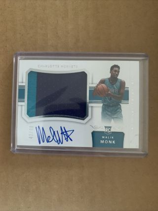 2017 - 18 Malik Monk National Treasures Rpa 2 - Color Patch Hornets 42/49