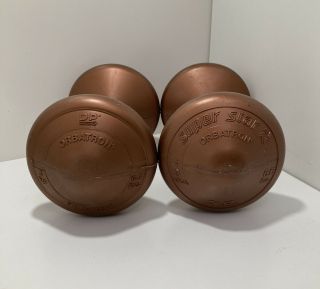 2 X Vintage Classic Dp Orbatron 6.  6 Pound Dumbbells Weights Copper