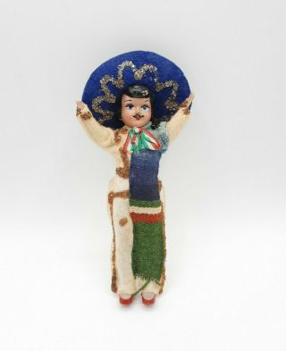 Vintage Doll Mexico Hand Painted In Traditional Mariachi Costume