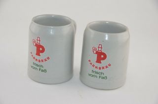 2x Parkbrau " Frisch Vom Fab Stoneware 0.  5 Liter Vintage German Gray Beer Mug