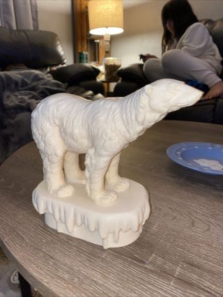 Vintage Hand Carved Alabaster Polar Bear Italian By Triune