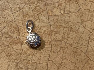 Vintage Sterling Silver Man In The Moon Tiny Charm Necklace Pendant 1/2 "