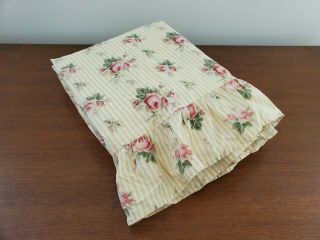 Vintage Ralph Lauren Sophie Brooke Twin Flat Sheet Yellow Stripes Rose Floral