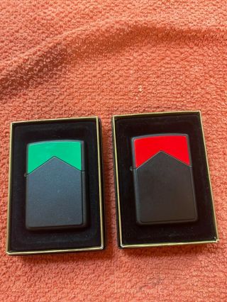 Zippo Marlboro Red Top And Green Top Set - - In Boxes