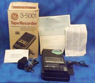 Vintage Ge 3 - 5001 Tape Recorder With Box And Accessories