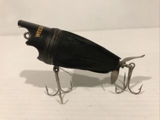 Vintage Weezel Bait Co Weezel Sparrow 3 " Wood Fishing Lure W/feathers