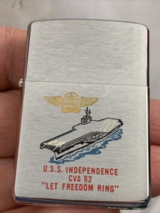 1962 Zippo Lighter - Uss Independence Cva - 62 - U.  S.  Military Ship