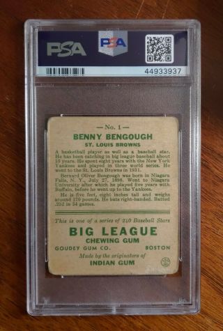 1933 Goudey Benny Bengough 1 PSA 2 2