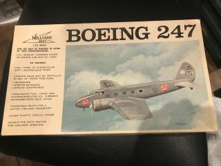 Vintage William Brothers Boeing 247 1/72 Scale Plane Model Kit