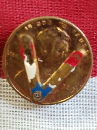 Vintage 1941 Wwii Stamped V For Victory Us Wheat Penny Pin,  World War Two