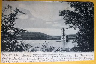 Vintage 1906 Rppc Postcard; Cooperstown Ny Otsego Lake Park Kingfishers Tower